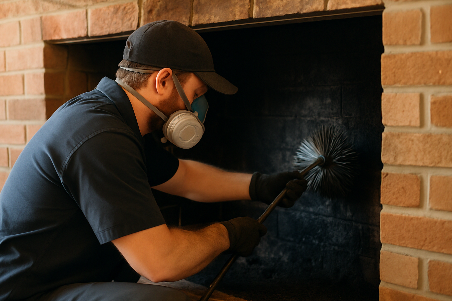 ASH Chimney technician performing creosote removal on a Cincinnati, OH home
