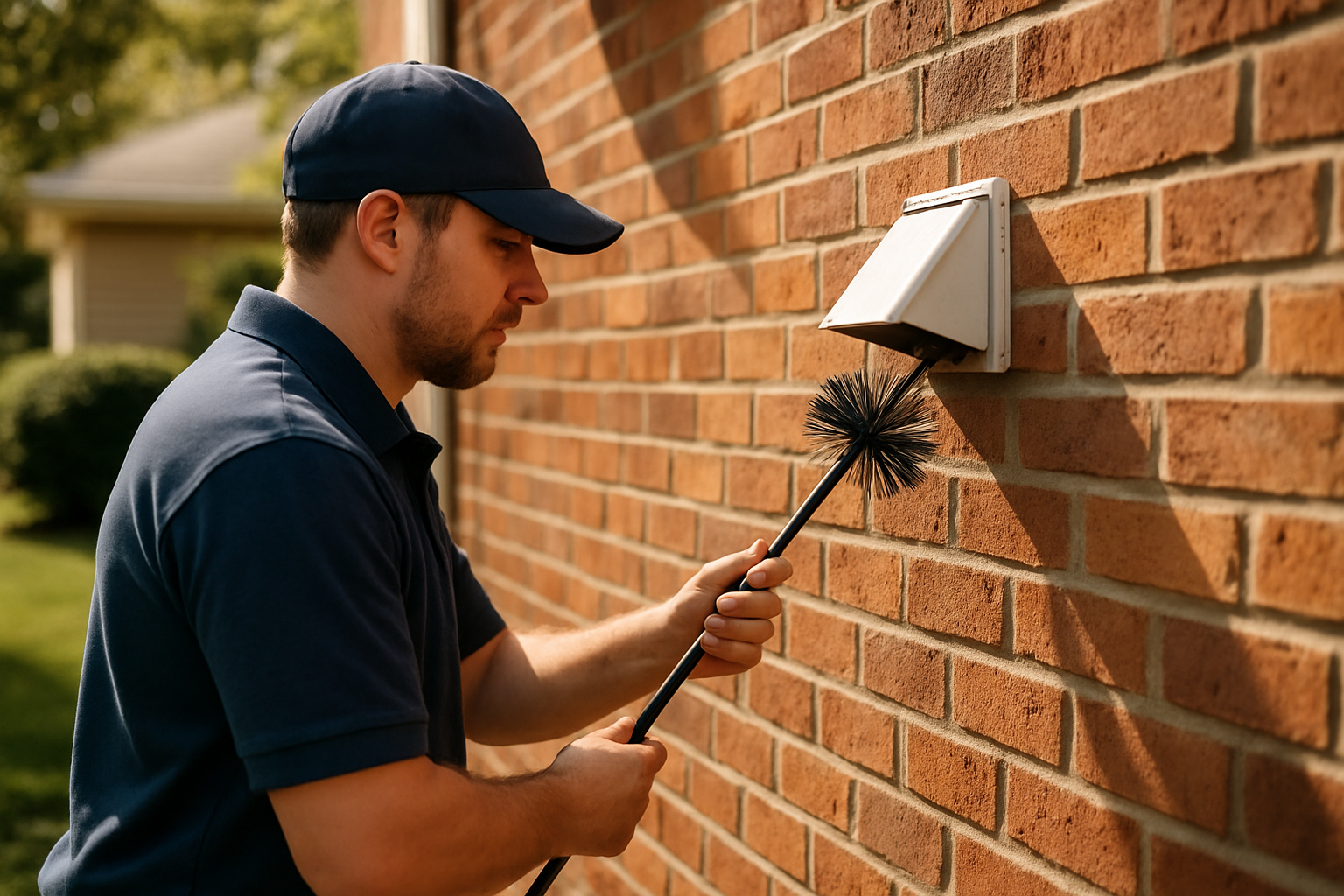 ASH Chimney technician performing dryer vent cleaning on a Cincinnati, OH home