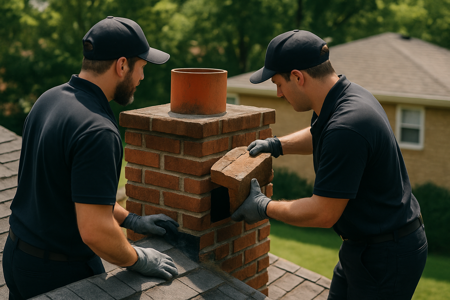ASH Chimney technician performing level 3 chimney inspection on a Cincinnati, OH home